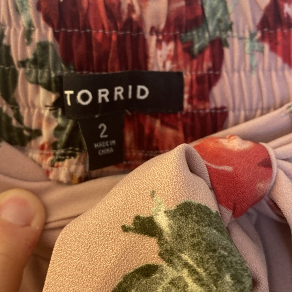 Torrid Lilac Purple Floral Crepe Wide Leg Pant - Picture 8 of 9